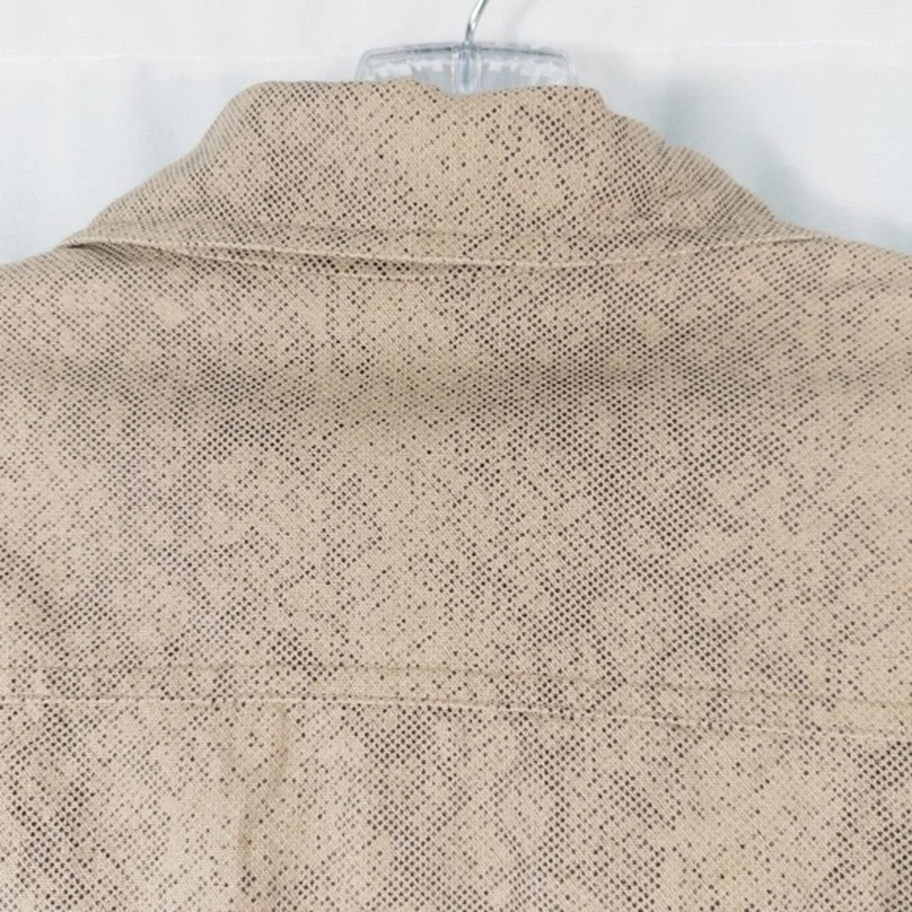 Worthington Linen Blend Blazer Jacket Women Size 14P Tan Snakeskin Lined Neutral